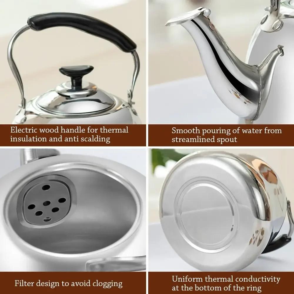 Stainless Steel New Whistling Teakettle Fast Heating Base Large Capacity Water Kettles Thickened Gas Stove Induction Cooker
