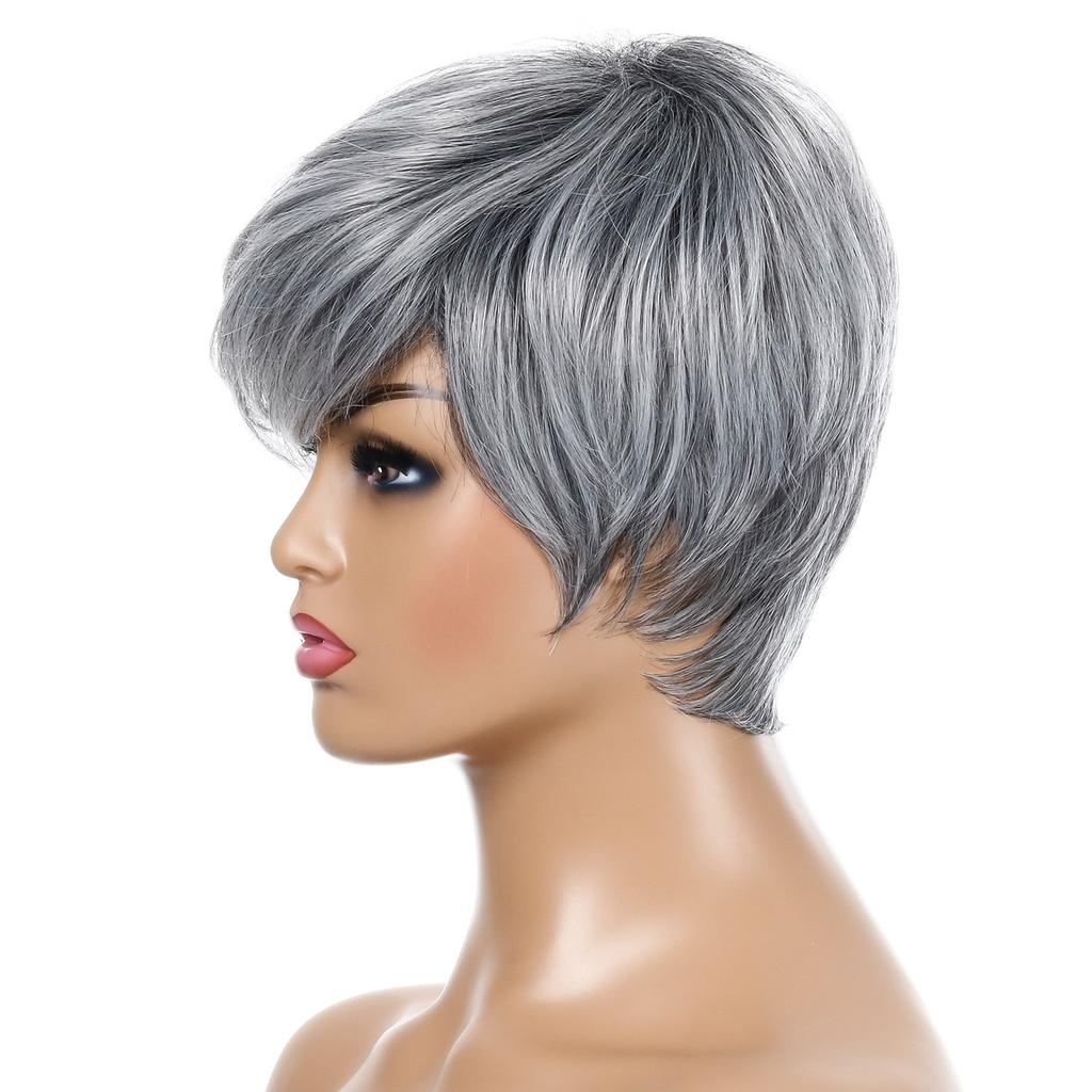 Short Grey Natural Wave Wigs For Women Synthetic Heat Resistant White Cosplay Wig Women's Wigs