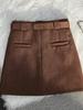 Autumn/Winter 2025 Maillard Palette Minimalist High-Waisted A-Line Skirt - Women's Versatile Casual Short Skirt