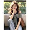Korean Bow Plaid Streamer Off-shoulder Short-sleeved T-shirt Women's Summer New Slim-fitting Top