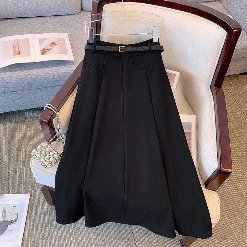 Plus Size Women's New Fall Pleated Skirt In The Long A Line Skirt