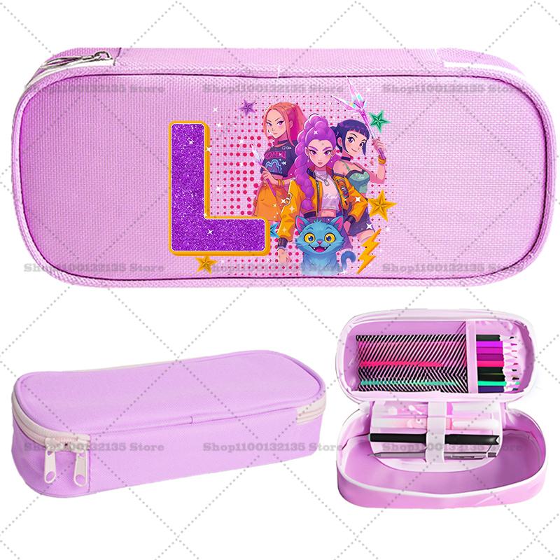 Kpop Demon Hunter Children Pencil Box Cartoon letter Student School Supplies Stationery Kids Penbag Pencilcase Kawaii Boys Gift