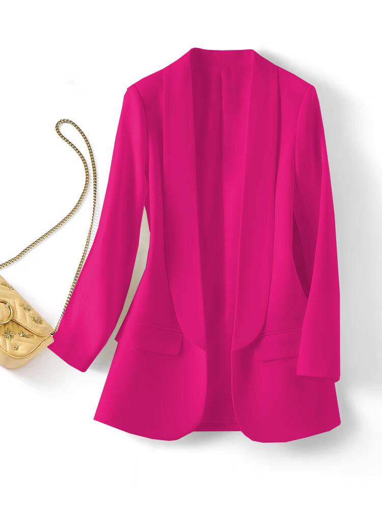 2025 Women's Slim Fit Lapel Suit - Solid Color, Spring/Autumn, Elegant Commute Style