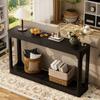 140cm Long, Curved Side Table with Storage, a Two-Tier Storage Table for Behind the Sofa, the Entrance Area, the Hallway and the Foyer. Black