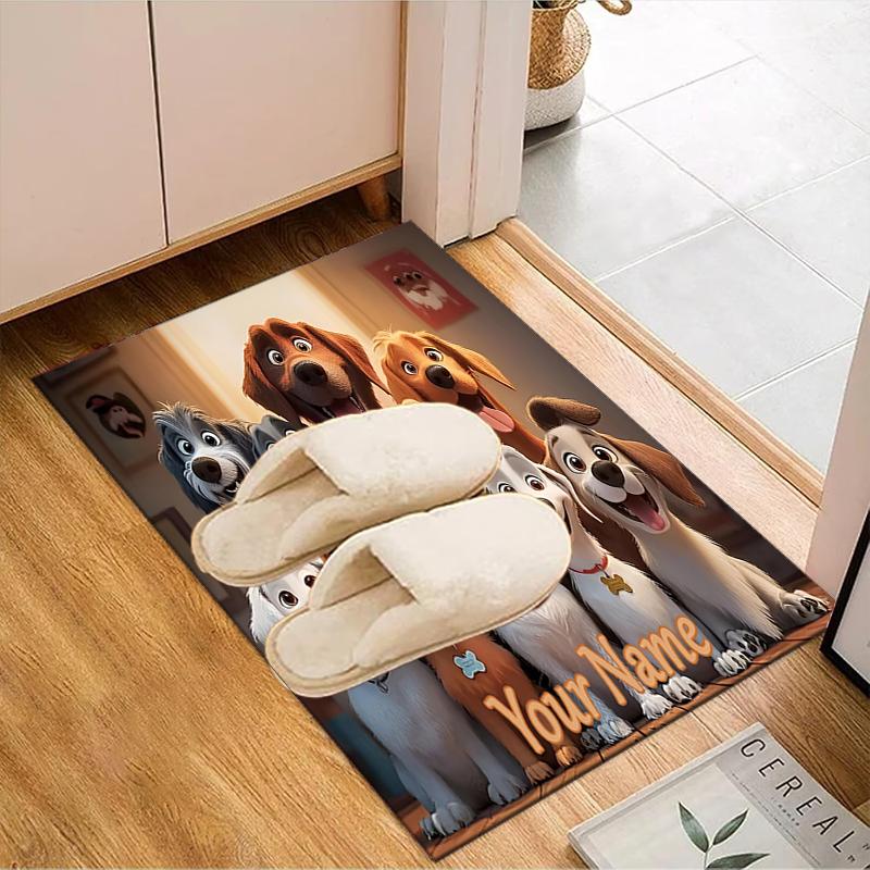 1PC Custom Name Dogs Together Theme Floor Mat Ideal for Living Room, Game Rooms, Office, Bedroom Floor Mat Design