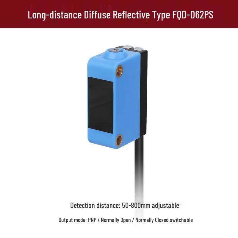 Square Long-Distance Background Suppression NPN Photoelectric Sensor, Through-Beam & Diffuse Reflection.