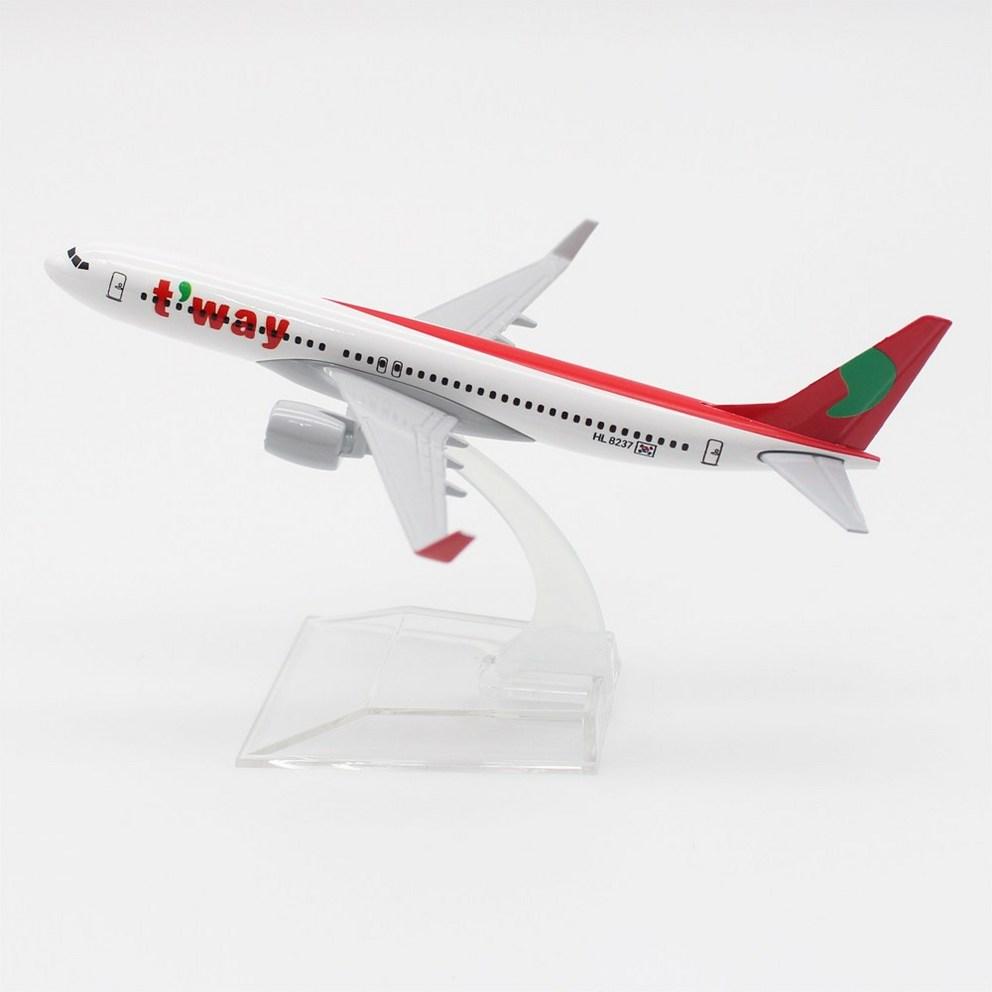 JJC Die-Cast Aircraft Model, T'way Air B737 (1:400 Scale, 16cm), Decorative Miniature Airplane