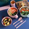 Wheat Straw Noodle Bowl Set with Chopsticks, Fork & Spoon - Ideal for Dorms & Households