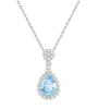 S925 Sterling Silver Teardrop Necklace with Blue & Purple Cubic Zirconia Pendant - Elegant Gift for Women