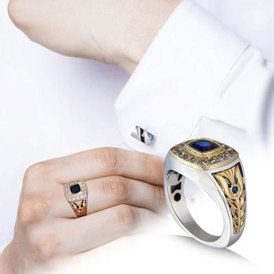 Party Men Rings Kreatywny dwukolorowy projekt Pierścionki dla mężczyzn Obrączka o rozmiarze 6-12 Biżuteria męska