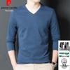 T-shirt da uomo a maniche lunghe con scollo a V