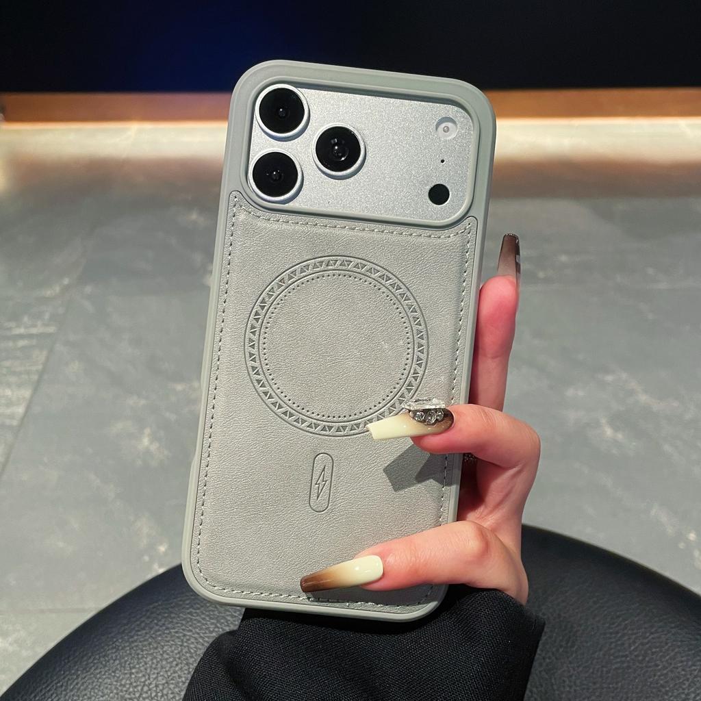 Vintage PU Leather For Magsafe Phone Case For iPhone 17 Air16 15 14 13 12 Pro Max 11 XR Soft Shockproof Bumper Business Cover