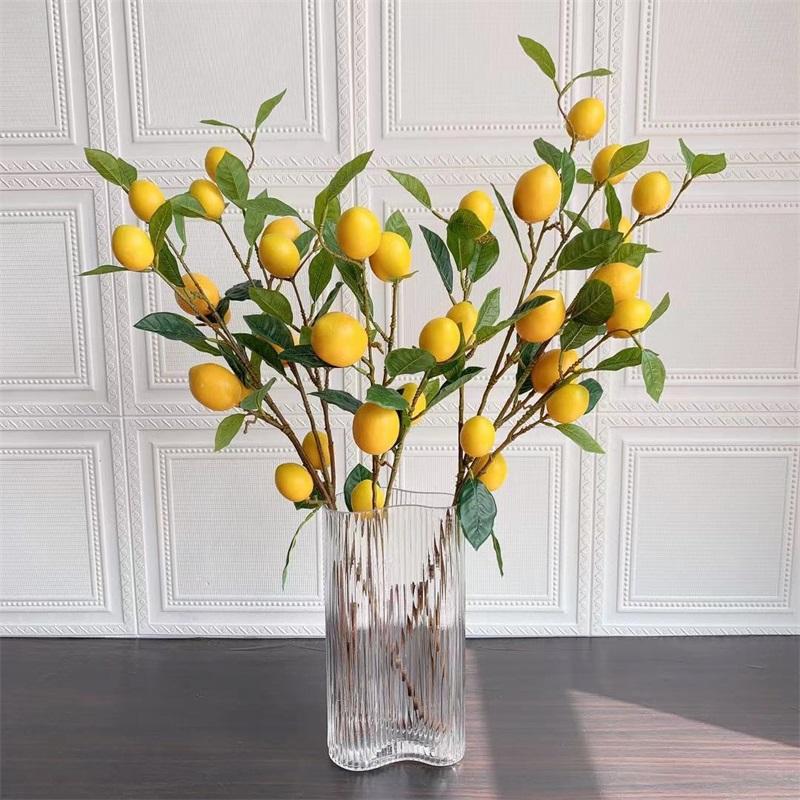 Artificial Lemon Branch Decorations High Simulation Vivid Lemon Farmhouse Style Home Decor for