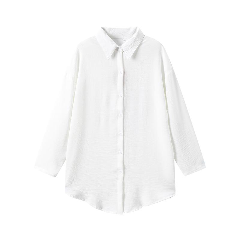 European and American Women's Plus Size Turn-Down Collar Casual Long-Sleeve Shirt for Autumn and Winter.