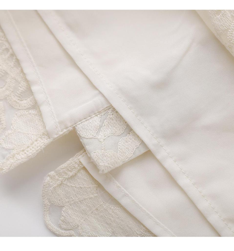 Tencel Cotton Short-Sleeved Embroidery Top + French Romantic Skirt Suit.