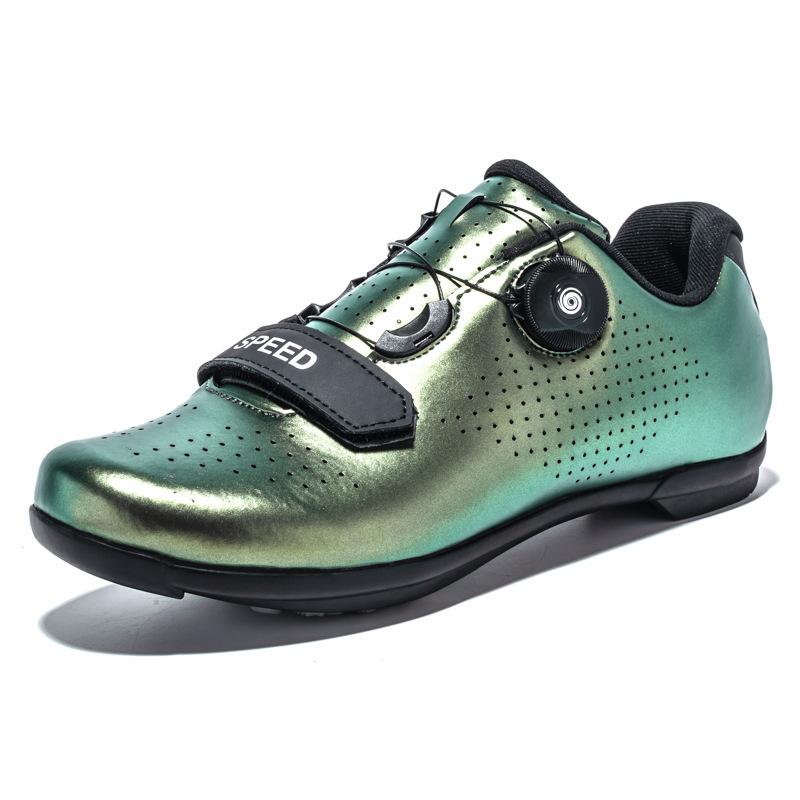 QX889 Cycling Shoes With Unlocked Rubber Sole Rotating Buttons Men's Women's Low Top Large Size Leather Surface Breathable Holes