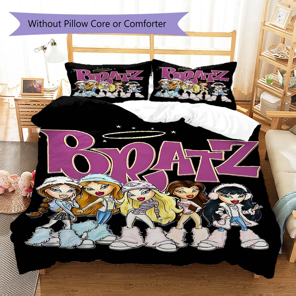 Bratz Pattern Bedding,Quilt Set Quilt Cover Pillowcase Home Birthday Gift (1 * duvet cover + 2 * pillowcase, without core)