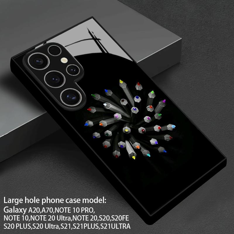 Colorful Pencil Radiating Pattern 2D Phone Case for Samsung S26 S25 S24 S23 S22 S21 S20 A56 A36 A16 - Glass Protective Cover