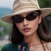 Vintage Small Frame Ellipse ladies Sunglasses  Black Round Cool Men Sunglasses Designer Circular Sun Glasses for Male Female