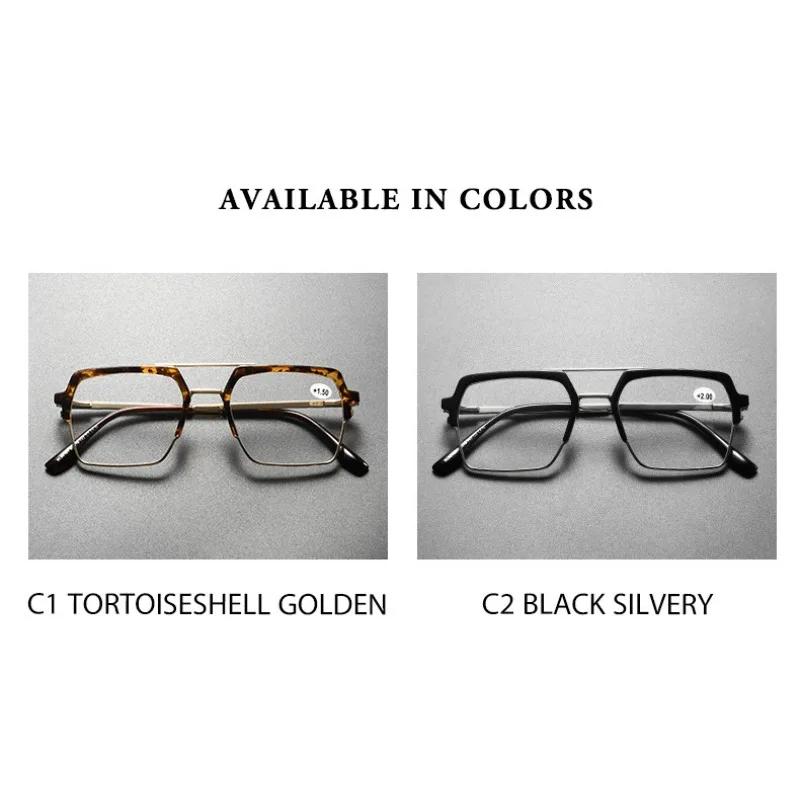 Men's Fashion Personalized Double Beam Reading Glasses Neutral Fashion Square Large Frame High-definition Presbyopia Glasses