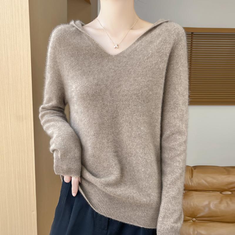 Women's Cashmere Sweater Qinghe Cashmere 30% Cashmere 70% Wool Autumn and Winter Pullover Warm and Fashionable