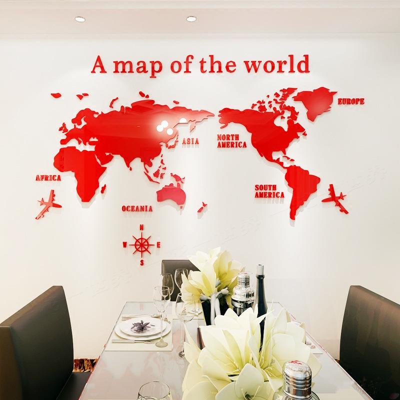 Cross Asia Edition Acrylic Map Wall Sticker for Home and Living Room Decor