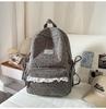 Schoolbag Korean Ins Style Backpack for Girls Junior High School Students, White High-value 1011 New Bow Campus Schoolbag for Women