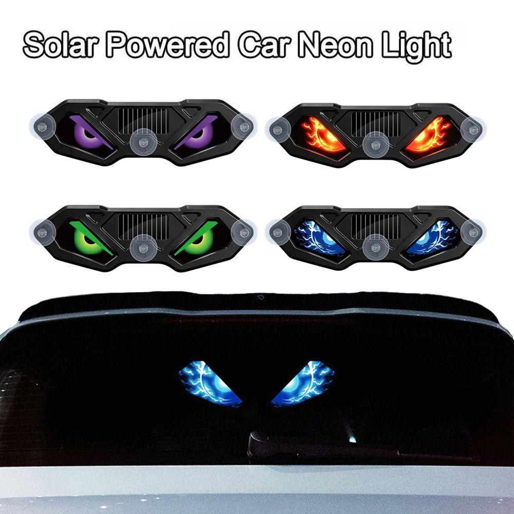 Dynamic Display Solar LED Devil Eyes Car Lights Warning Flashing Signal Indicator  Windshield