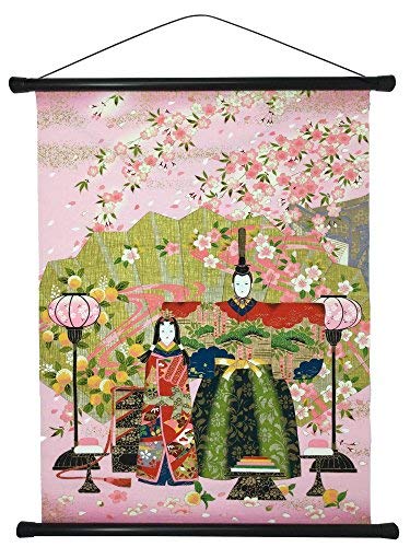 

[Amazon.co.jp Exclusive] Kawasumi Washi All-Over Pattern Yuzen Washi Tapestry (Hinamatsuri Standing Dolls, 58x46cm) in a Gift Box