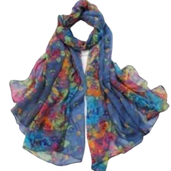 Scarf Floral Light Voile Stylish Women Shawl for Autumn