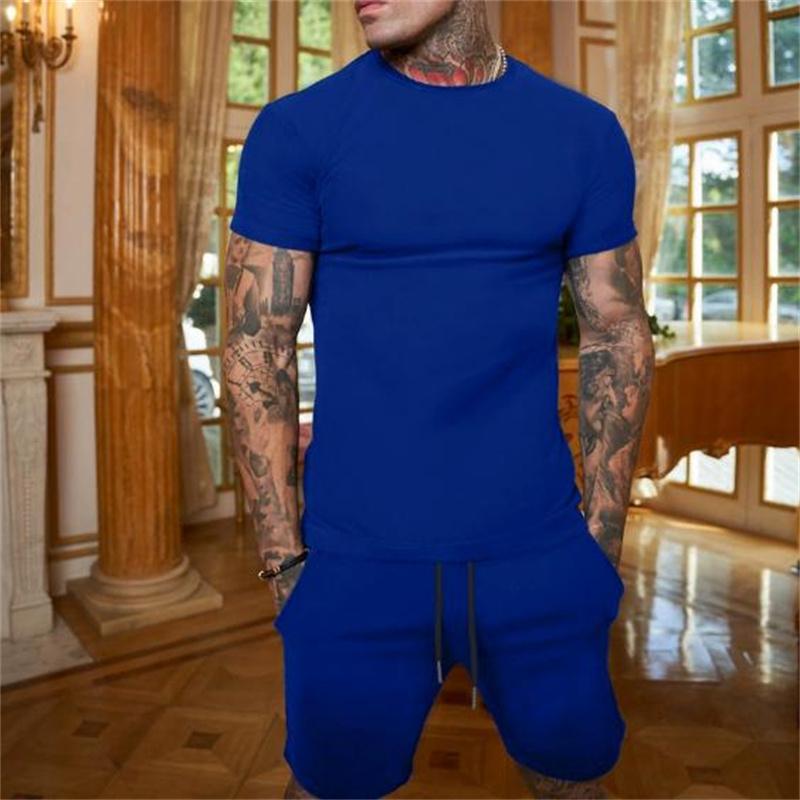 NEW Fashion Casual Tracksuit Summer Outdoor Sports Suit Men's Breathable Short Sleeve T-shirt+shorts Men's Suit Two-piece Set