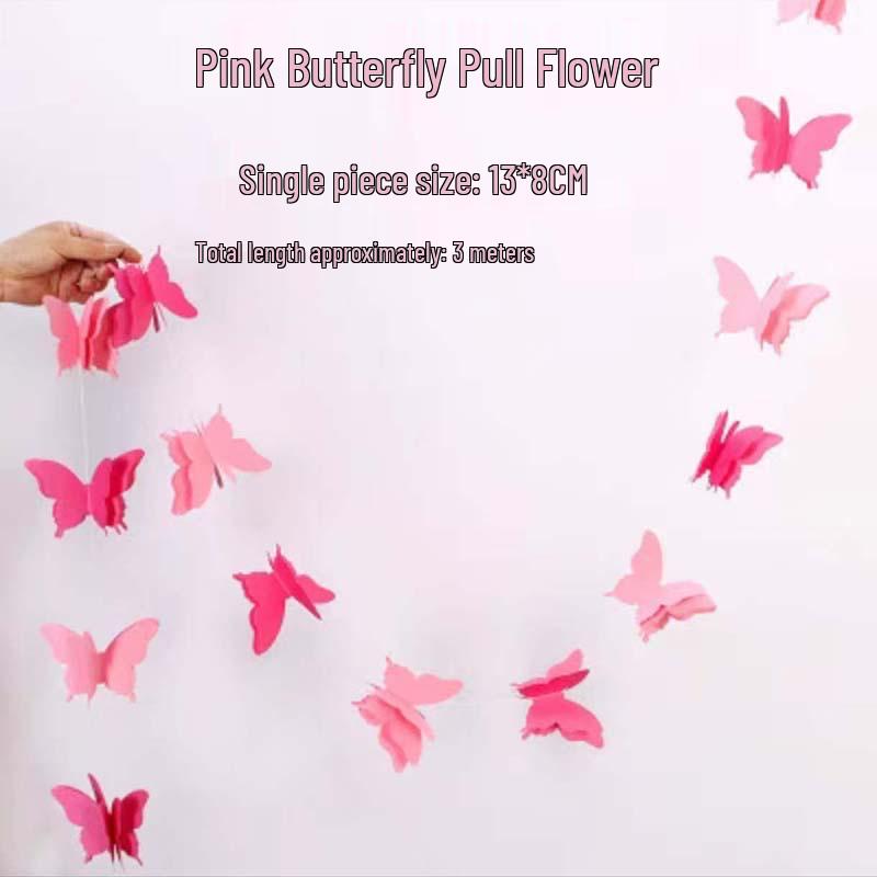 Colorful 3D Paper Butterfly Garland for Party, Wedding, and School Decoration