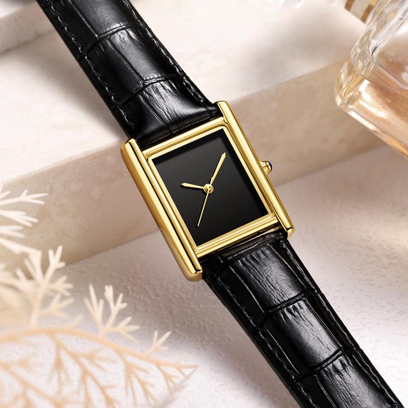 Leather Strap Square Quartz Couple Watches: Waterproof, Simple, Fashionable Design for Men and Women