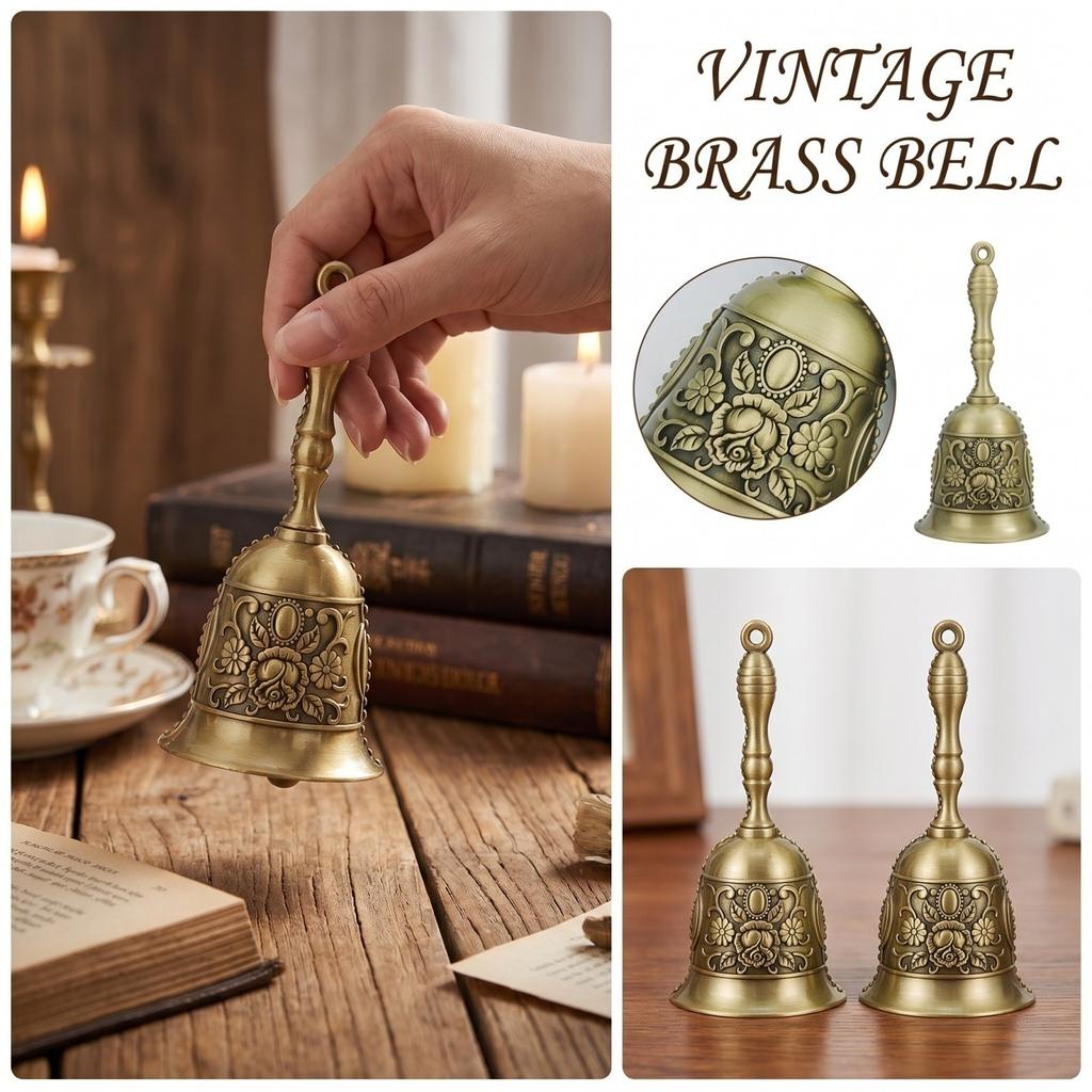Hand-Cranked Engraved Service Bell - Vintage Bell for Dining, Weddings and Holiday Gifts