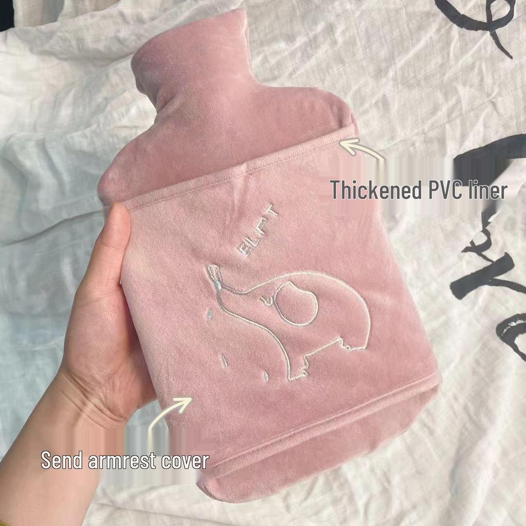 Large Cute Plush Hand Warmer: Explosion-Proof, Thickened Hot Water Bottle with Pocket and Cloth Cover