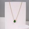 Emerald-Inlaid Zircon Stainless Steel Necklace, 18K Gold Plated, Retro INS Style, Light Luxury, Elegant Jewelry.