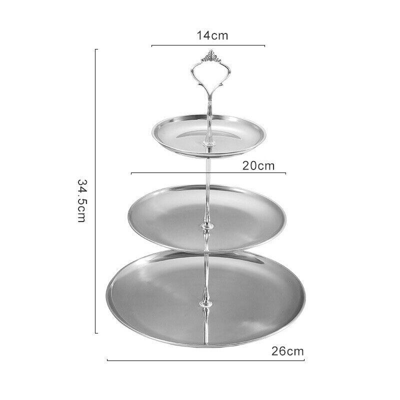 2/3 Layer Stainless Steel Cake Tray Birthday Wedding Party Snack Display Rack Restaurant Detachable Dessert Rack Fruit Plate