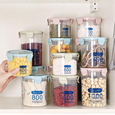 600/800/1000/1500 ML förseglad burk med lufttätt lock Stor kapacitet Klar multifunktionell frukt Torrvaror Nötter Spannmål Spannmål Smaksättning Tebladsbehållare