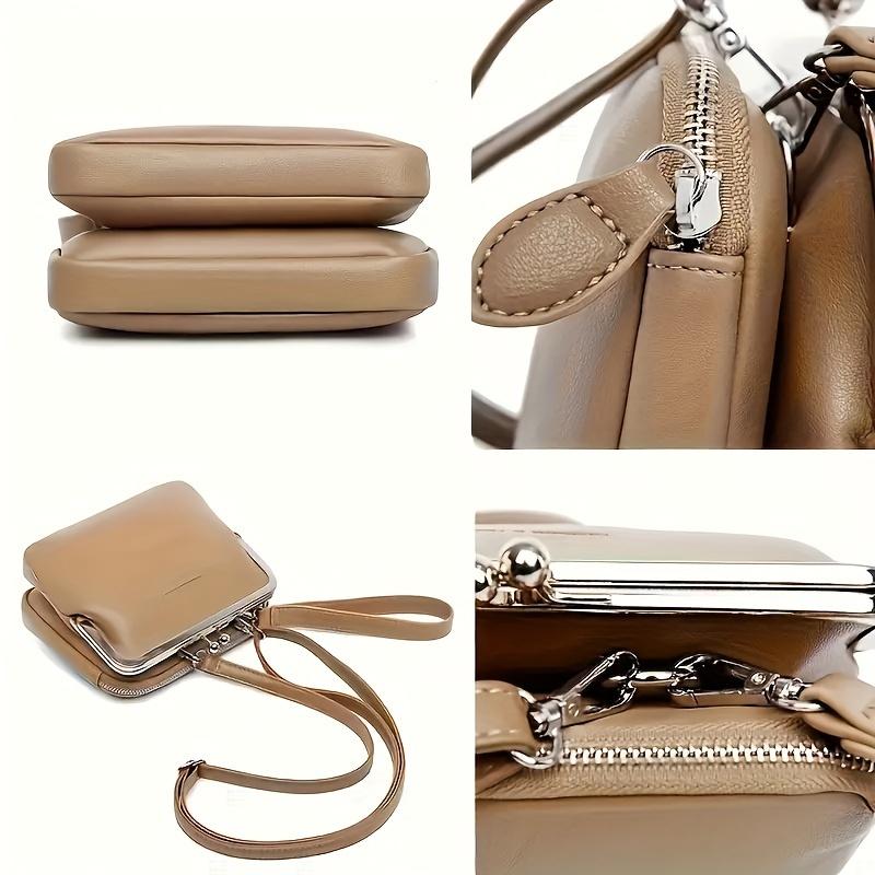 Women's Fashion PU Leather Crossbody Bag, Multi-Layer Shoulder Purse With Adjustable Strap