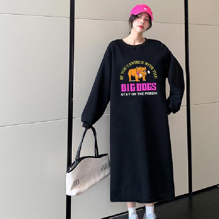 

YYFS Женская мода Осень Зима Длинный рукав Круглый вырез Свободная талия Повседневные платья Size: One Size