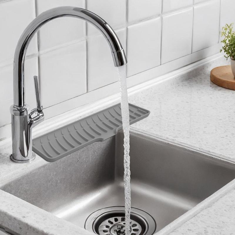 Multifunction  Silicone Faucet Mat Not  Slip Drainages Mat Kitchen Faucet Mat Kitchen Sink Accessory Large for Kitchen Sink