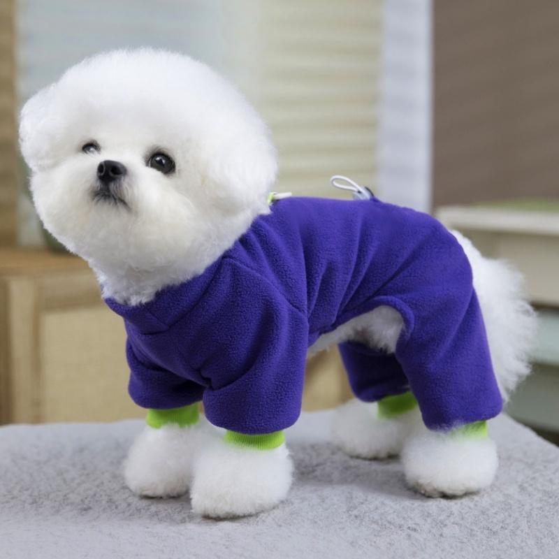 Cute Solid Dog Jumpsuits Autumn Pet Dog Clothes Warm Cozy Puppy Rompers Fashion Cat Pajamas Plush Pet Overalls Chihuahua Apparel
