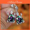 Oval 1 Pair Multicolor Cut Gradient Rainbow Stone Turtle Stud Earrings For Women Fashion Jewelry Multicolor Animal Drop Earrings