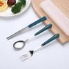 Stainless Steel 3-Piece Portable Cutlery Set: Chopsticks, Spoon & Fork - Sleek Design, Ideal for Students & Gifts