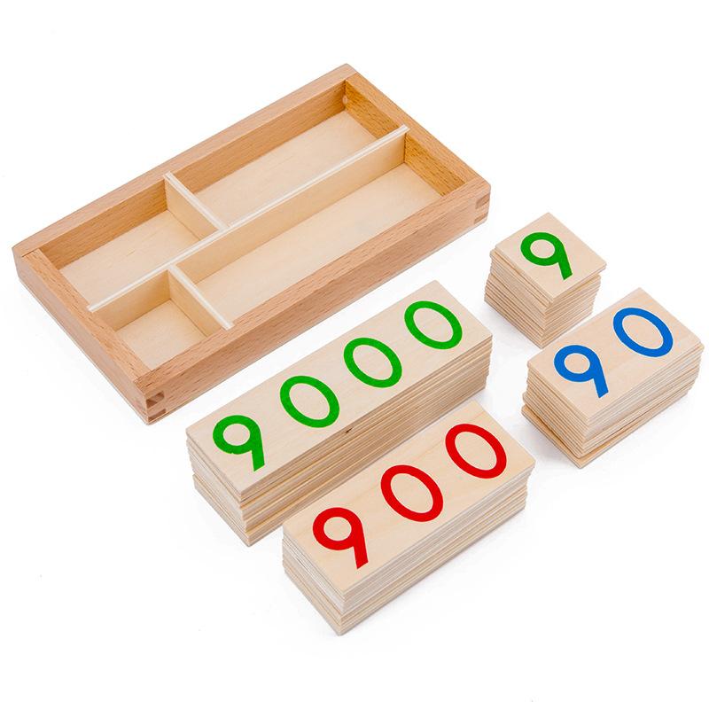 Cartes Numériques en Bois, Jouets Numériques 1-9000, Jeu de Mathématiques Éducatif en Bois, pour Enfants d'Âge Préscolaire, Maternelle, Garçons, Filles, Maison, École, Salle de Classe