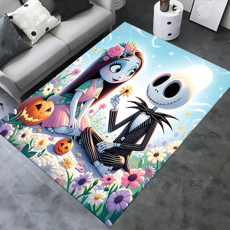 Office Rug Jack Skellington, Sally Theme 3D Printed Anti-Slip Rug-Machine Washable for Living Room