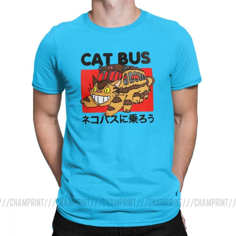 Men S T Shirt Cat Bus Funny Cotton Tee Shirt Short Sleeve My Neighbor Totoro T