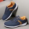 Men's Fashion Sneakers - Khaki Leather Comfortable Tennis Shoes Lace Up Large Thick Bottom Suitable for Daily Use Flat Shoes