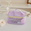 Portable Travel Toiletry Bag with Pearl Zipper Mesh Design for Organized Cosmetics on Journeys