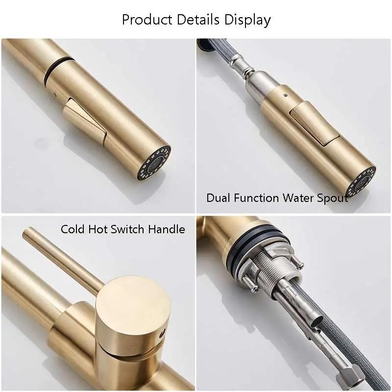 Pull Out Kitchen Faucets 360 Rotation Kitchen Mixer Tap Single Lever Mixer Tap Kitchen Sink Cold Hot Water Tap
